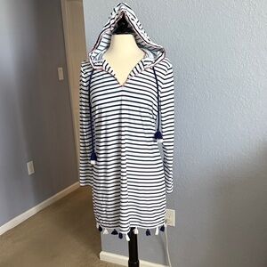 Striped Hooded Cover-up with Tassels
